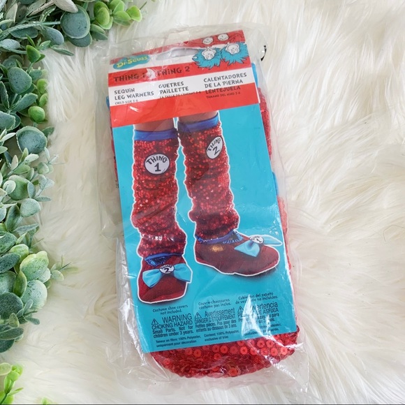 Dr.Seuss Thing 1 & Thing 2 Sequin Costume Leg warmers NWT - Picture 2 of 5